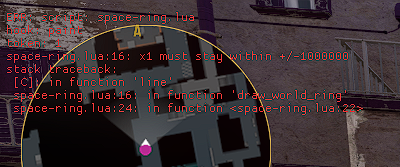 Lua error overlay identifying an out-of-range drawing coordinate and source line